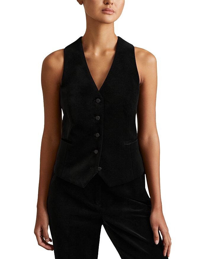 

REISS Parisa Бархатный жилет, черный