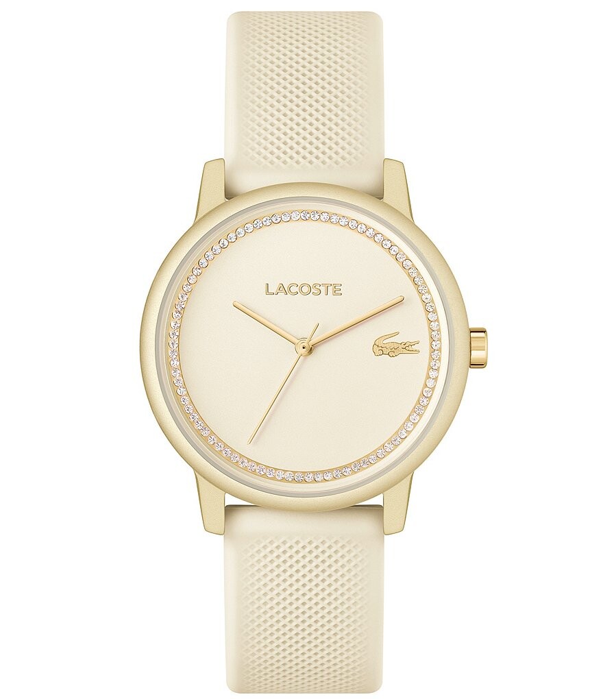 

Женские кварцевые часы Lacoste 12.12 с силиконовым ремешком цвета шампанского, слоновая кость