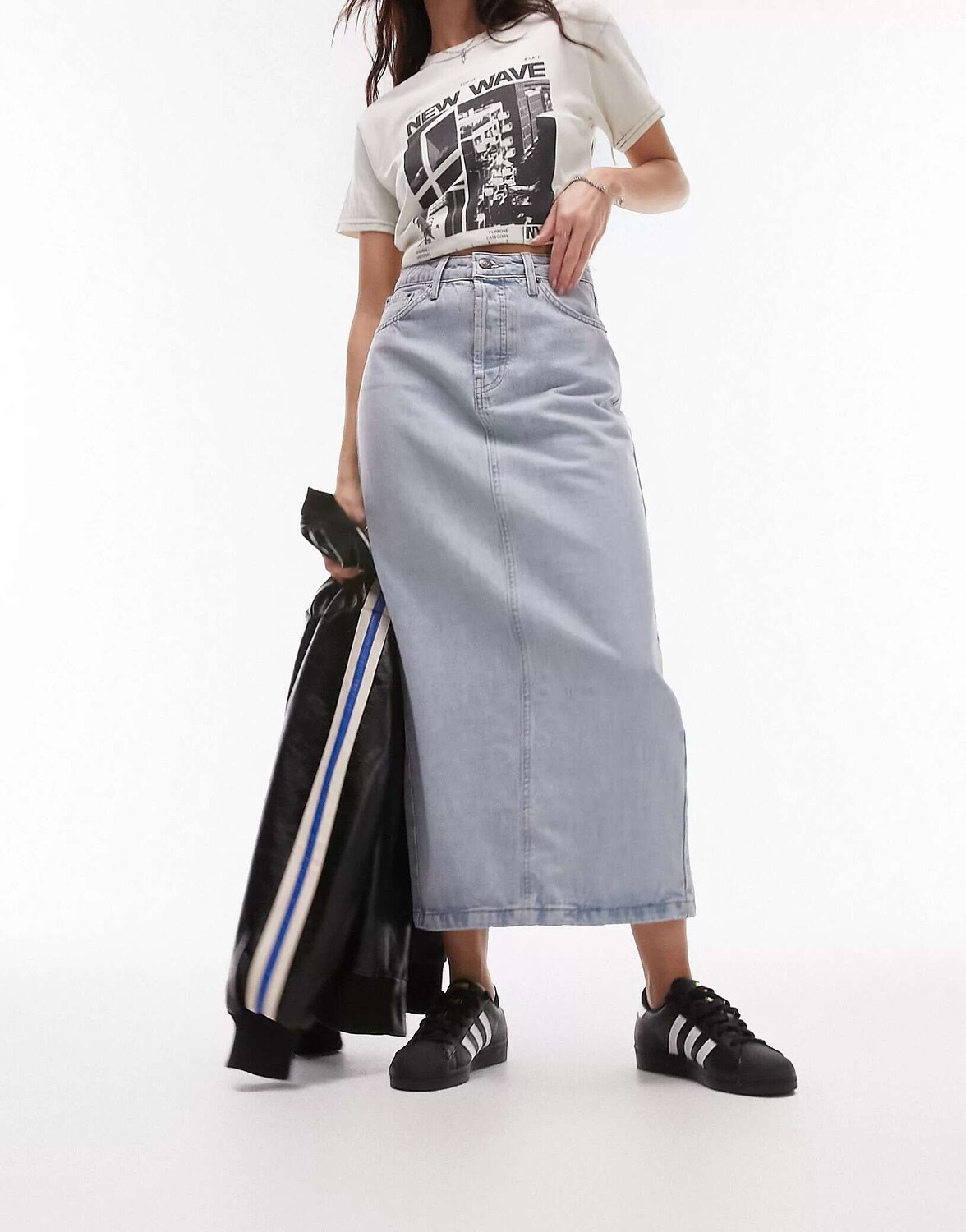 

Джинсовая юбка миди Topshop