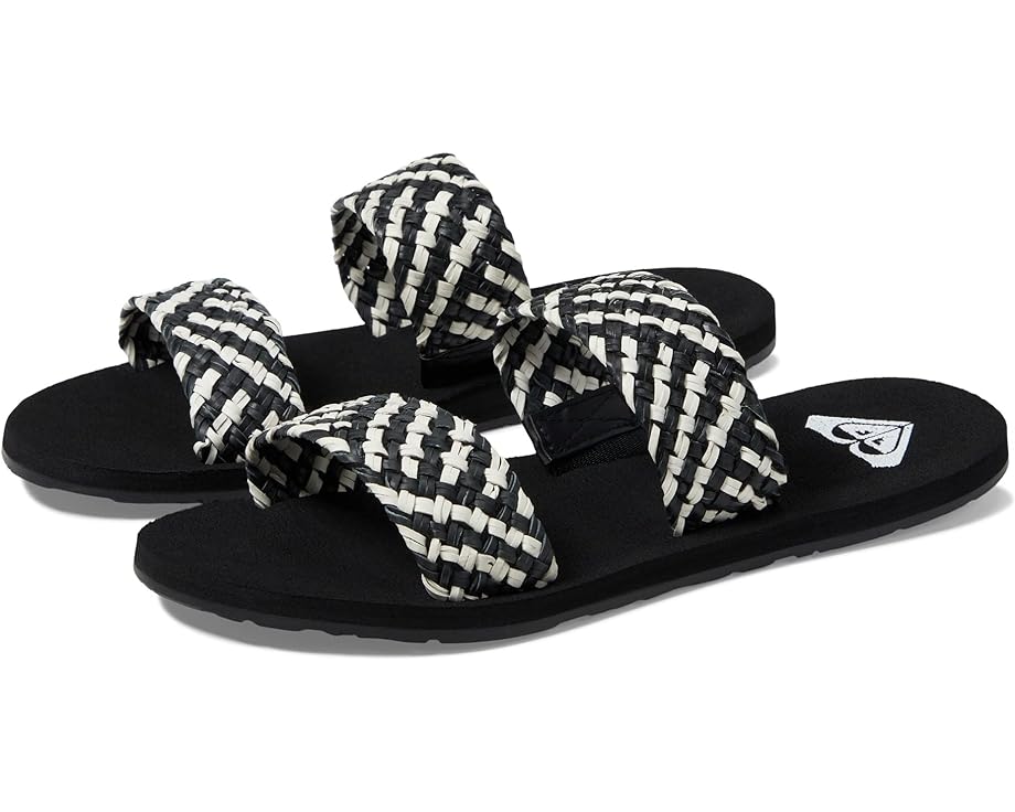 Сандалии Roxy Porto Slide Sandals, черный/белый