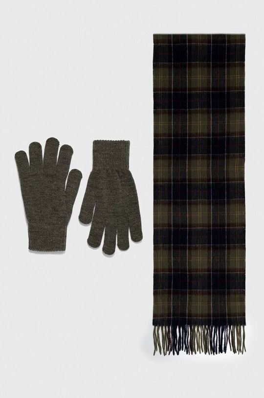 

Подарочный набор из шарфа и перчаток в клетку тартан Barbour, зеленый