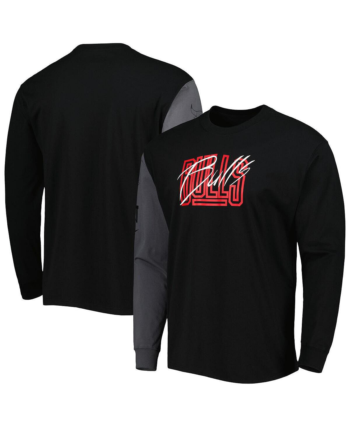 Мужская черная футболка с длинным рукавом Chicago Bulls Courtside Versus Flight MAX90 Nike