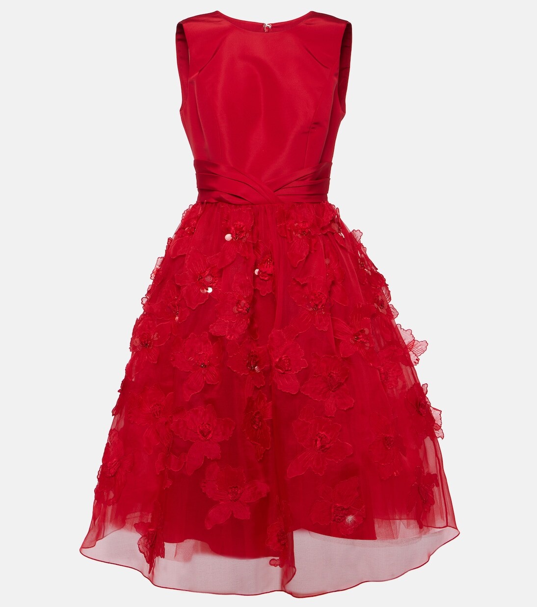 

Украшенное шелковое платье миди Carolina Herrera, красный