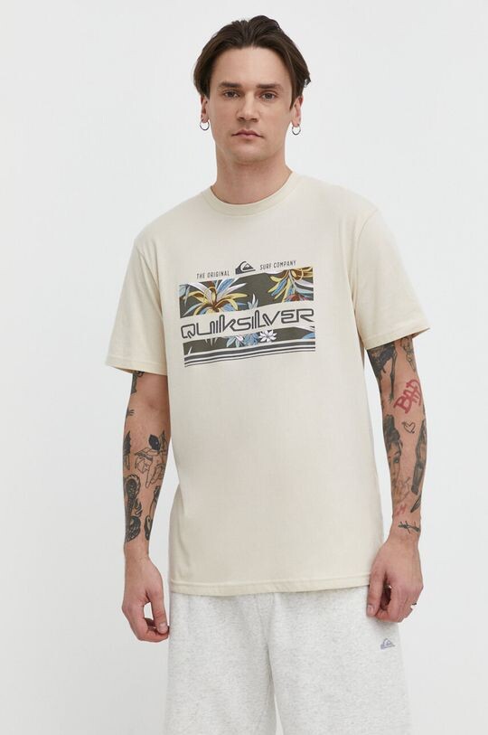 

Хлопковая футболка Quiksilver, бежевый