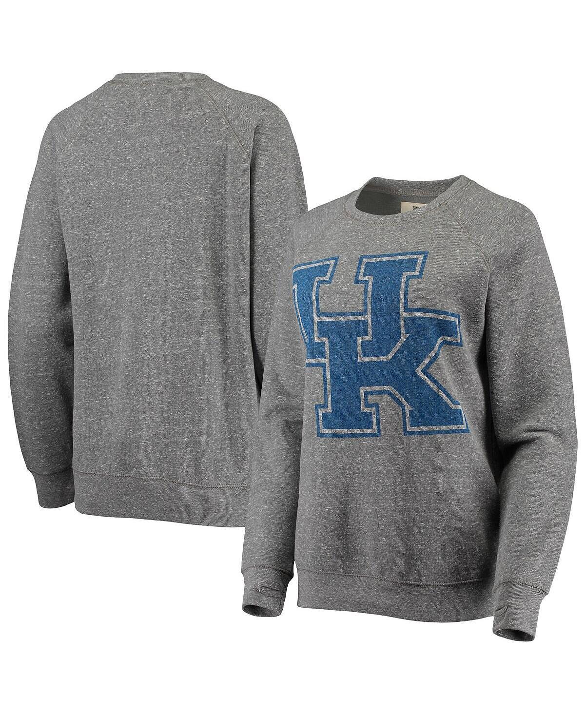 

Женский флисовый пуловер с регланами Knobi серого цвета с большим логотипом Kentucky Wildcats, толстовка Pressbox