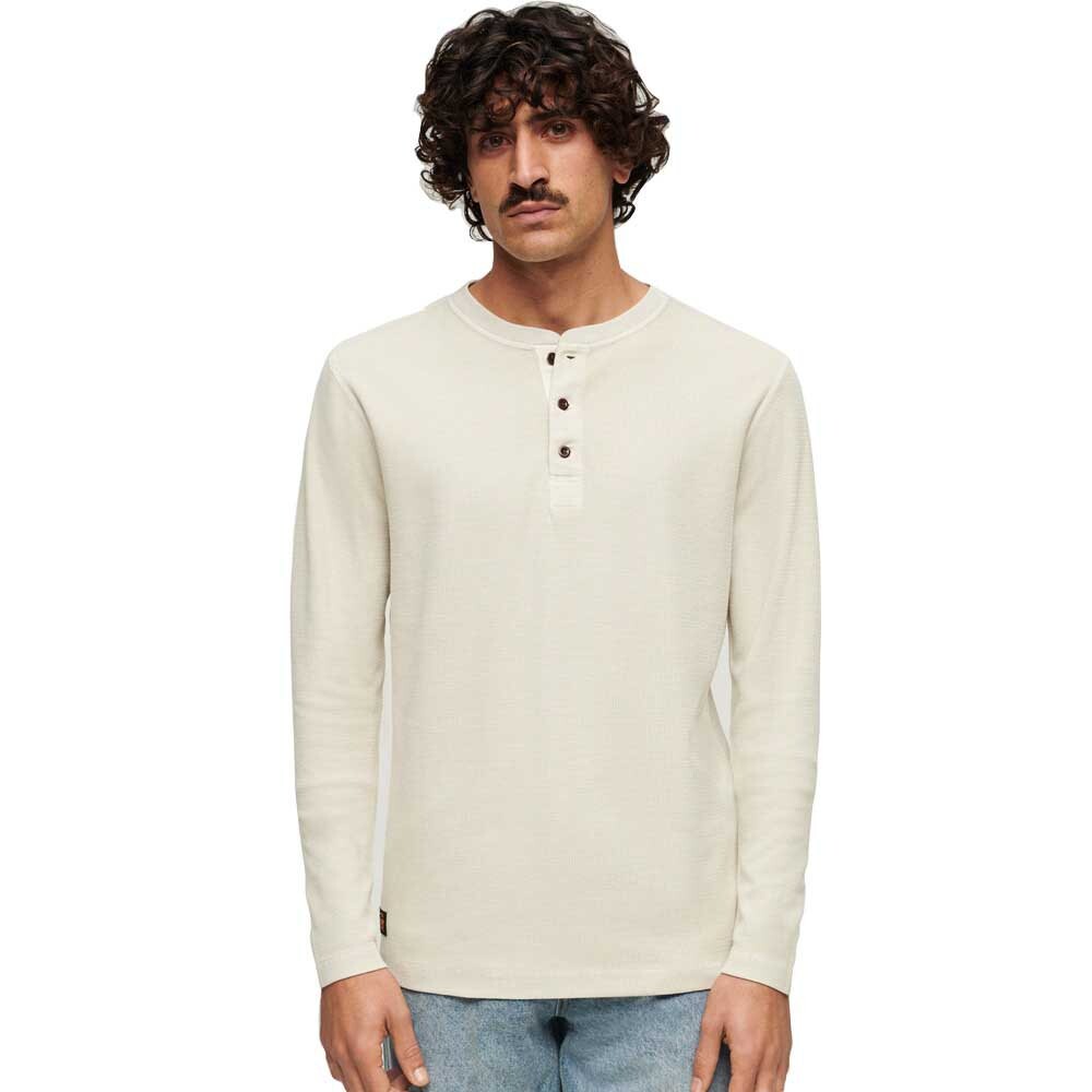 цена Футболка Superdry Waffle Henley Long , бежевый