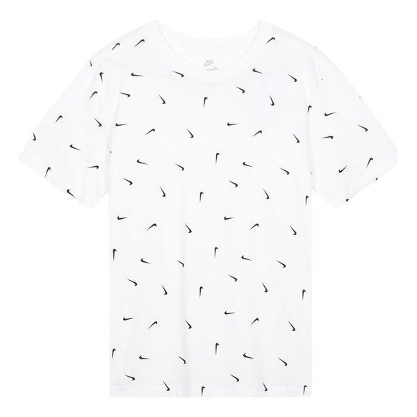 Футболка Men's Nike Logo Full Print Round Neck Pullover Short Sleeve White T-Shirt, белый