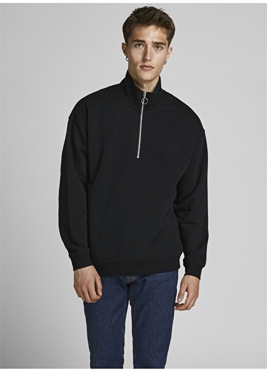 

Черная мужская толстовка с воротником-стойкой Jack & Jones, Черный