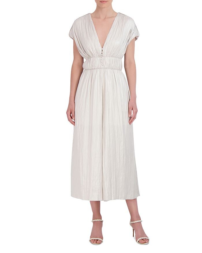 

Укороченный комбинезон с широкими штанинами и рюшами BCBGMAXAZRIA