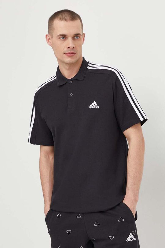 Хлопковая рубашка-поло adidas, черный