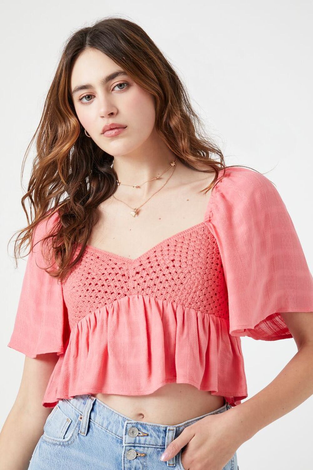 

Укороченный топ в клетку крючком Forever 21