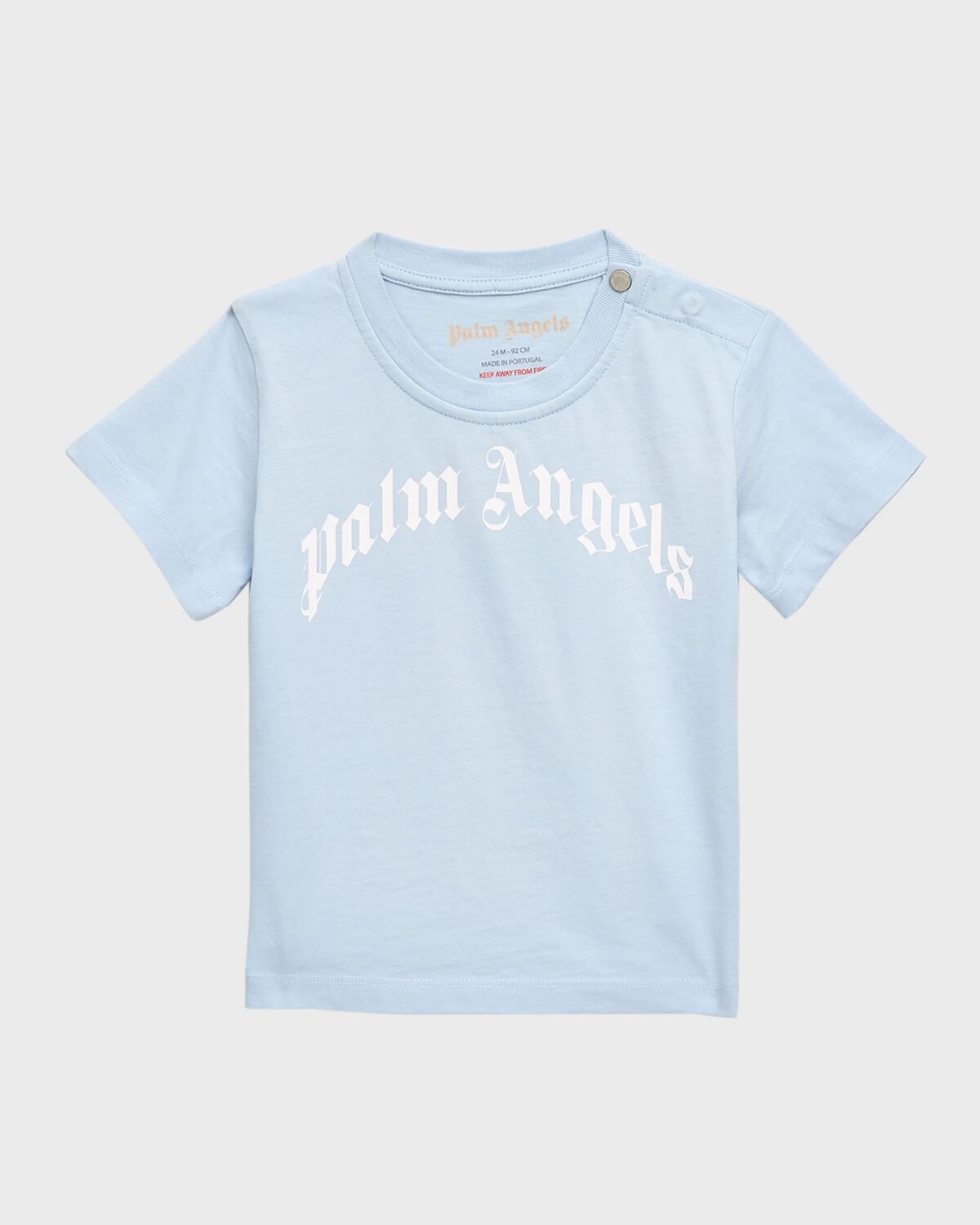 

Футболка с изогнутым логотипом для мальчиков, размер 3–24 м Palm Angels, цвет Baby Blue White