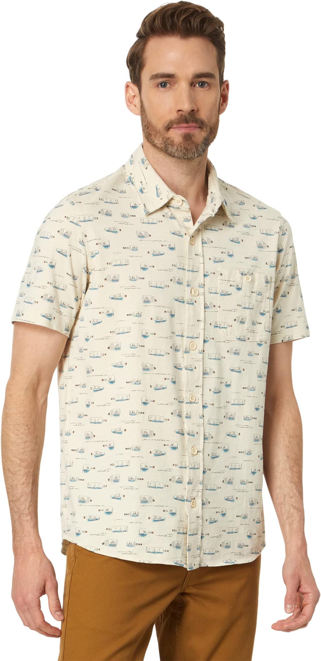 Органическая рубашка на пуговицах с короткими рукавами, промытая озером L.L.Bean, цвет Message in A Bottle
