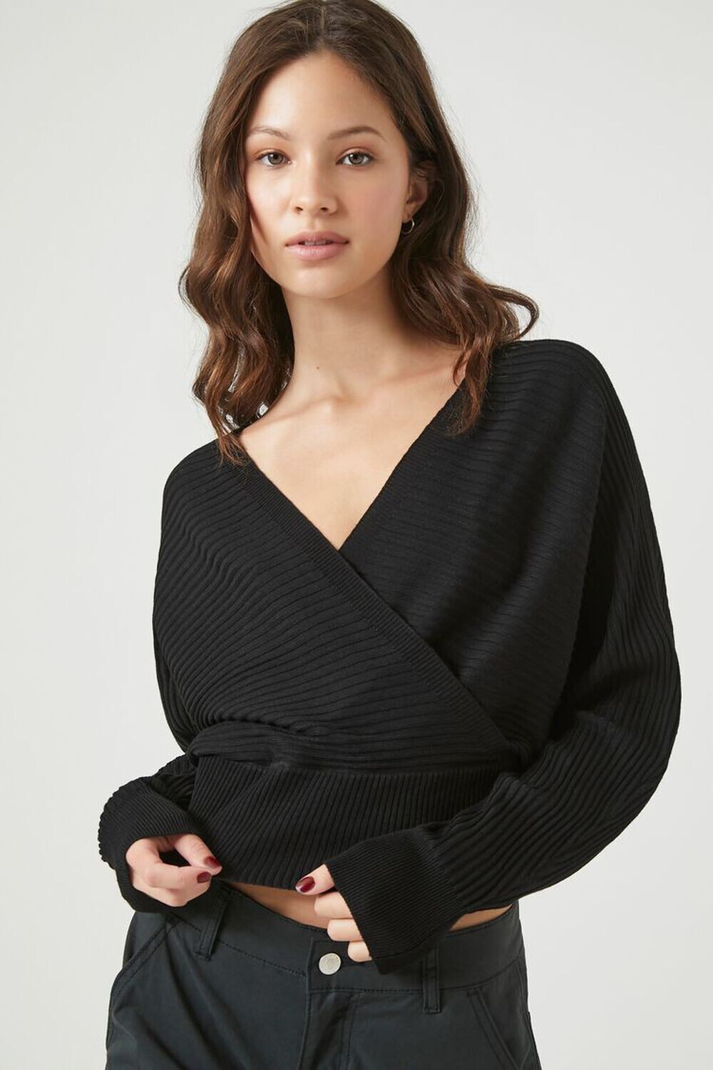 

Свитер с напуском Forever 21, черный