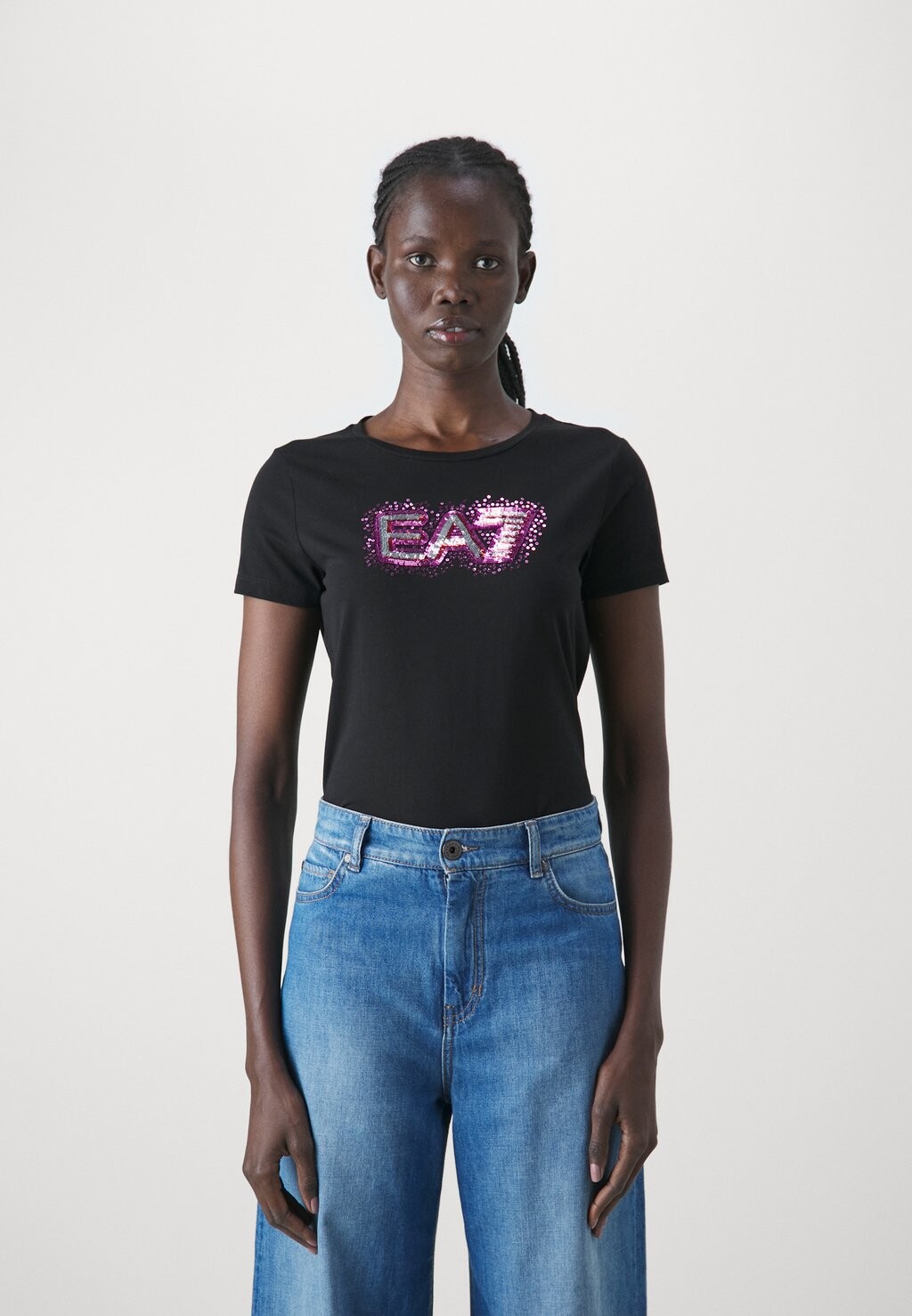 

Футболка с принтом EA7 Emporio Armani, черный