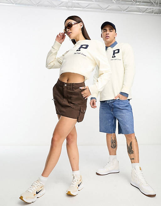 

Эксклюзивная кремовая футболка с длинными рукавами и логотипом Polo Ralph Lauren x ASOS, Бежевый
