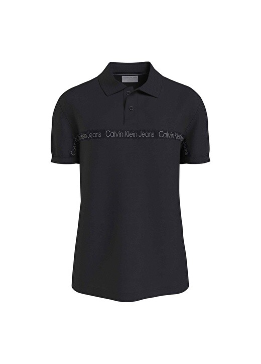 

Однотонная мужская футболка-поло черного цвета Calvin Klein Jeans, Черный