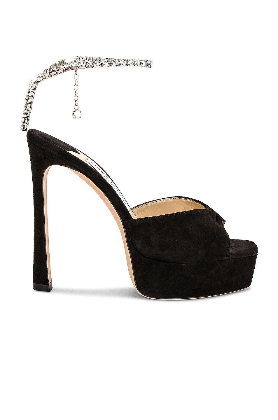 

Сандалии Jimmy Choo Saeda 125 Suede, цвет Black & Crystal