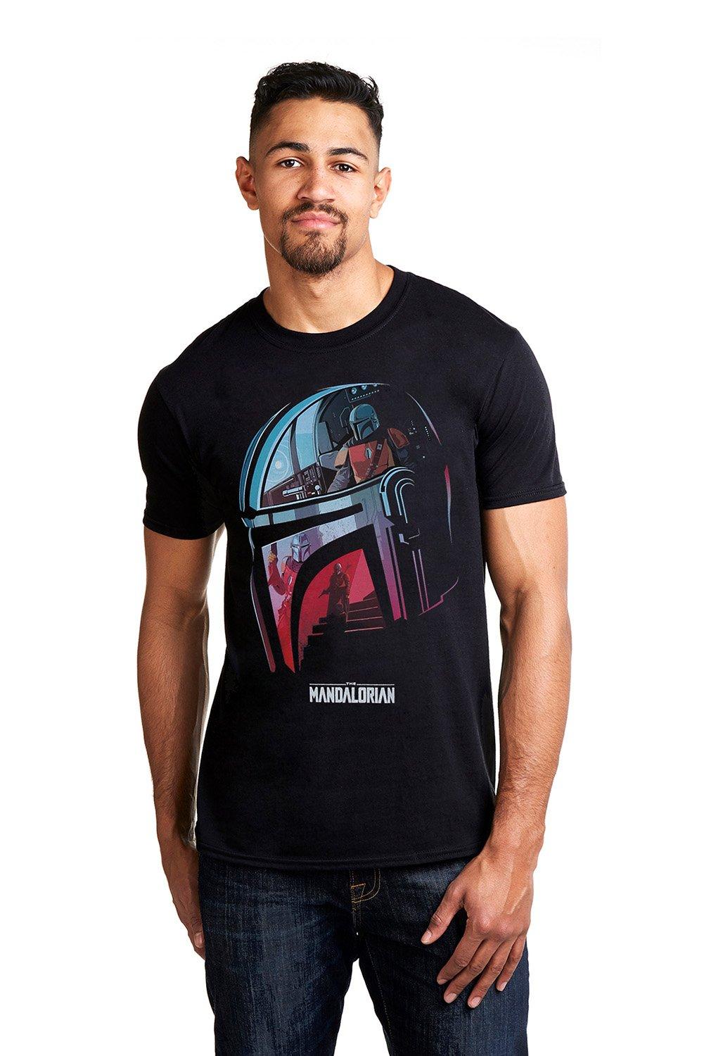 цена Хлопковая футболка «Мандалорский шлем» Star Wars, черный