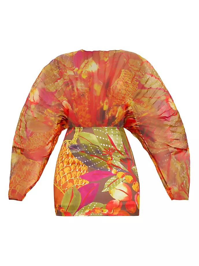 Мини-платье Odi из тропической плиссированной органзы Andrea Iyamah, цвет kola print