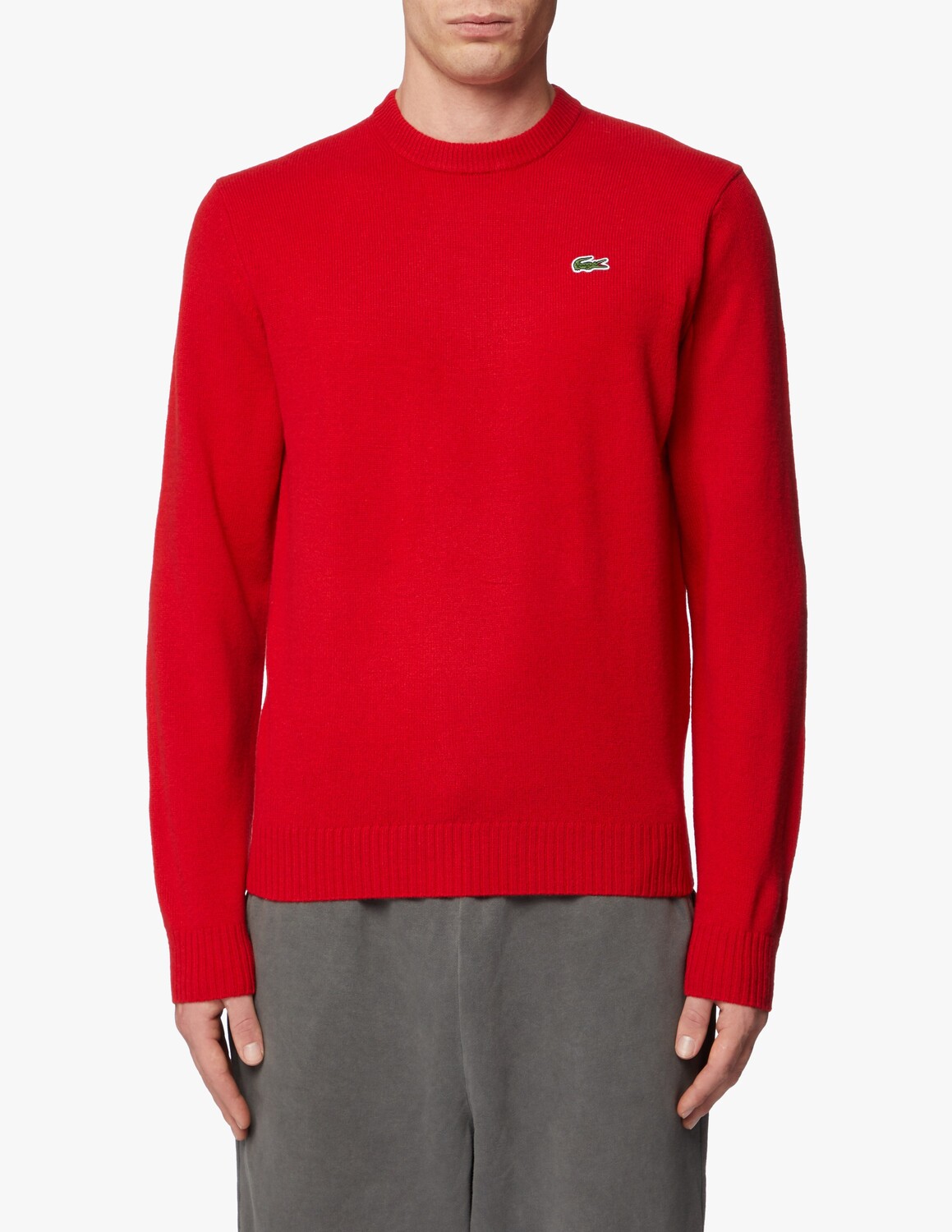 

Шерстяной джемпер с круглым вырезом Lacoste, красный