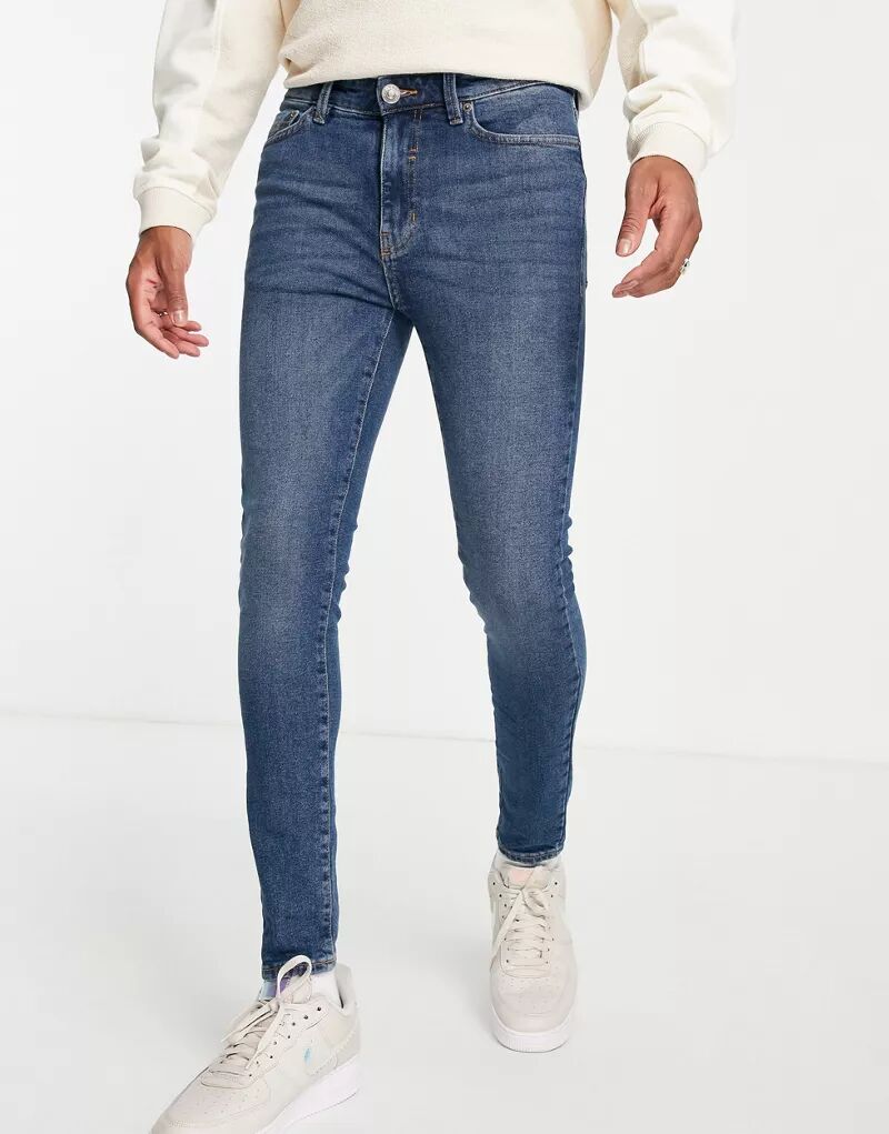 Синие джинсы суперскинни New Look