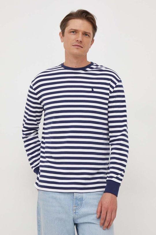 

Хлопковый топ с длинными рукавами Polo Ralph Lauren, темно-синий