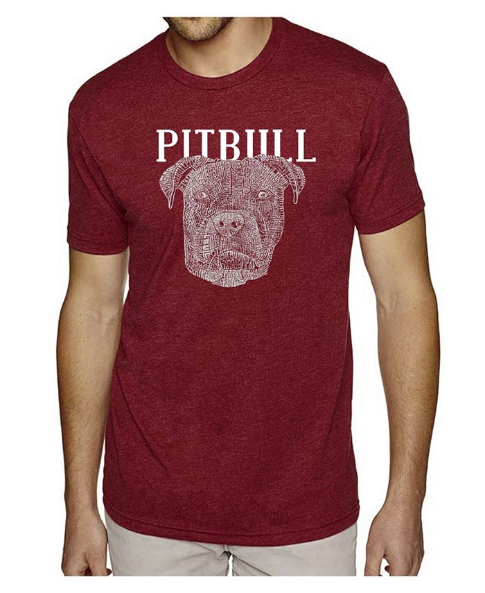 Мужская футболка премиум-класса Word Art - Pitbull Face LA Pop Art, красный