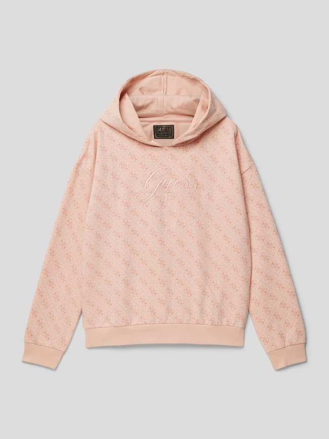 

Худи с принтом этикеток по всей поверхности Guess, светло-розовый