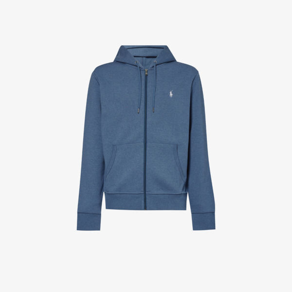 

Толстовка из хлопка и переработанного полиэстера с фирменной вышивкой на молнии Polo Ralph Lauren, синий