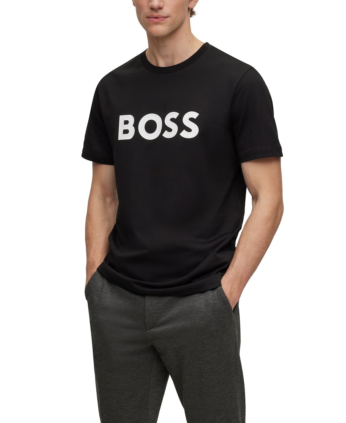 

Мужская футболка с резиновым принтом и логотипом Hugo Boss