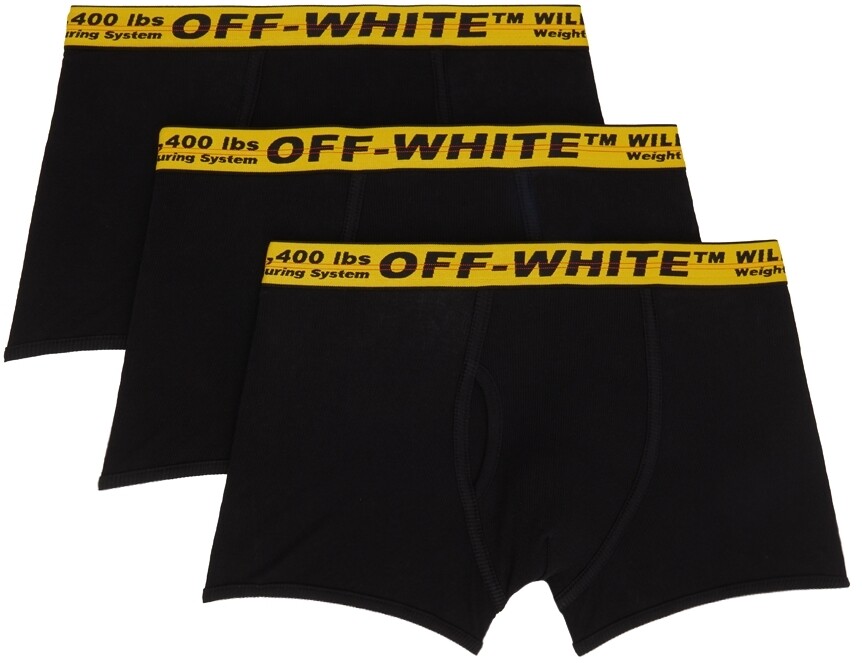 

Набор из трех черных боксеров в индустриальном стиле Off-White