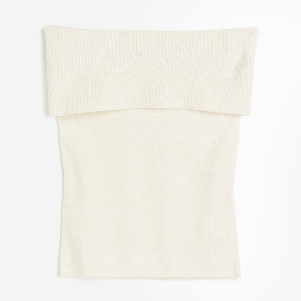 Топ H&M Knit Off-the-shoulder, кремовый