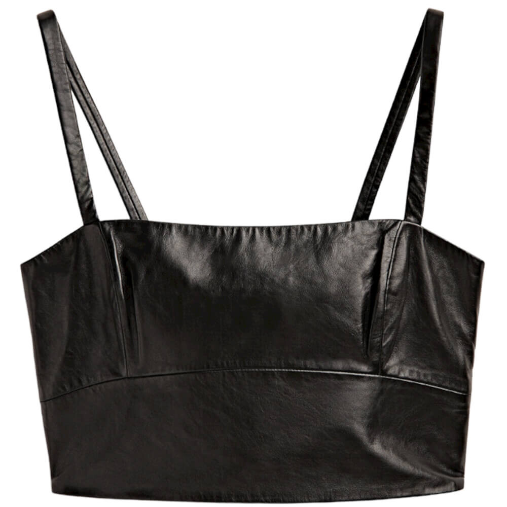 

Кроп-топ Massimo Dutti Strappy Leather, черный