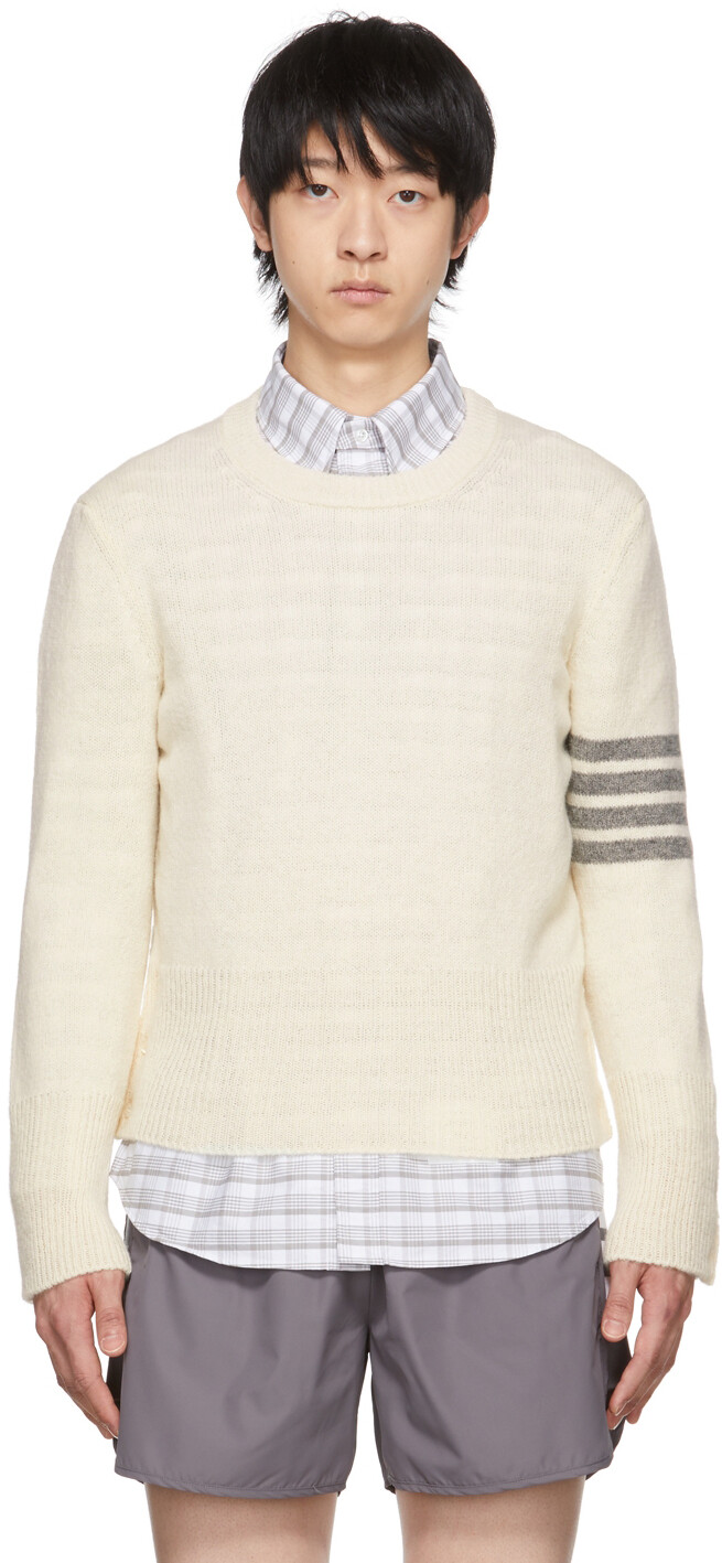

Классический свитер с круглым вырезом Off-White Thom Browne, Белый, Классический свитер с круглым вырезом Off-White Thom Browne