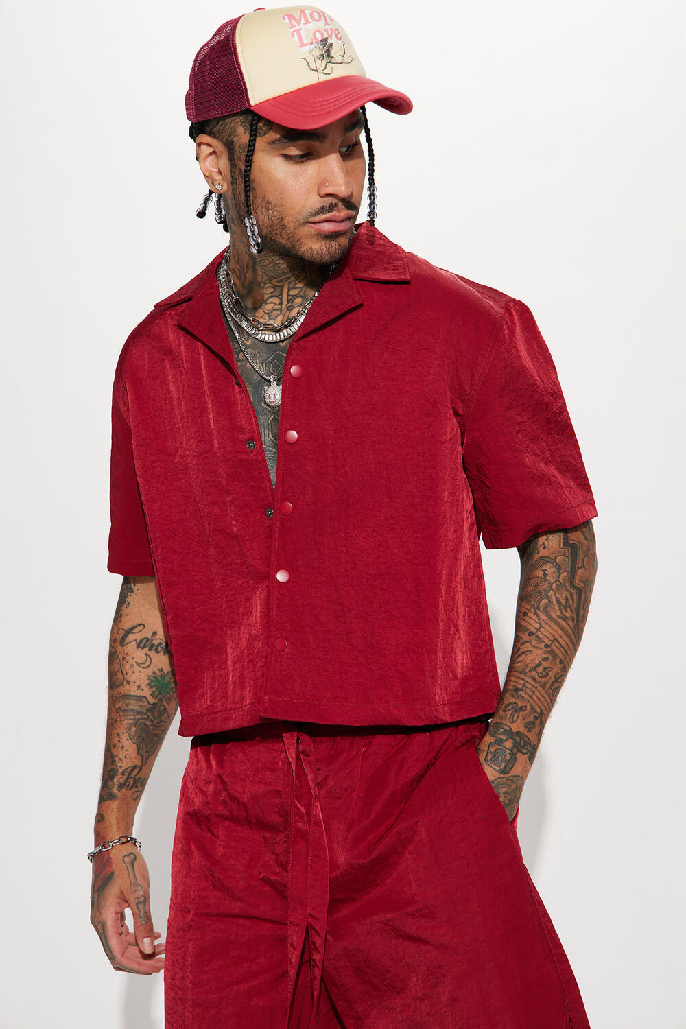 

Рубашка Fashion Nova ZDF01V310006, бордовый