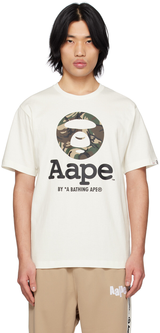 

Белая футболка с камуфляжным принтом MoonFace AAPE by A Bathing Ape
