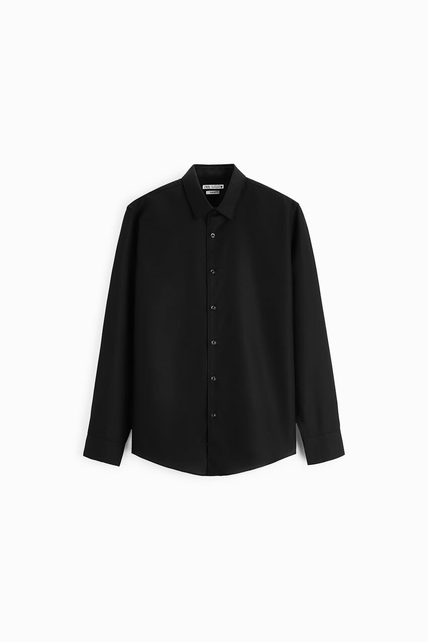 

Рубашка Zara Easy care textured, чёрный