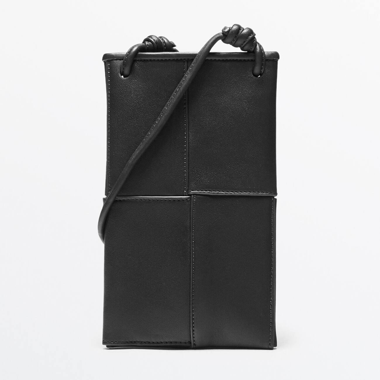

Cумка через плечо Massimo Dutti Nappa leather mini with seam details, черный