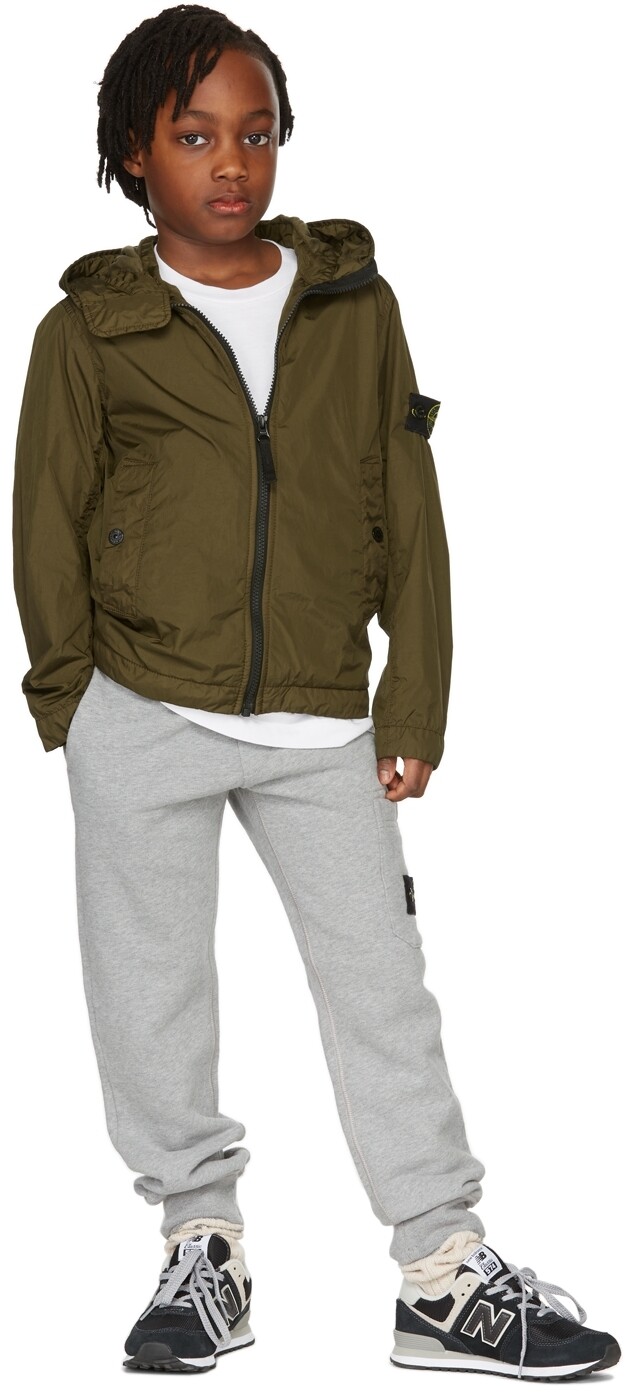 

Детская зеленая куртка из мятого репса Stone Island Junior, Коричневый, Детская зеленая куртка из мятого репса Stone Island Junior