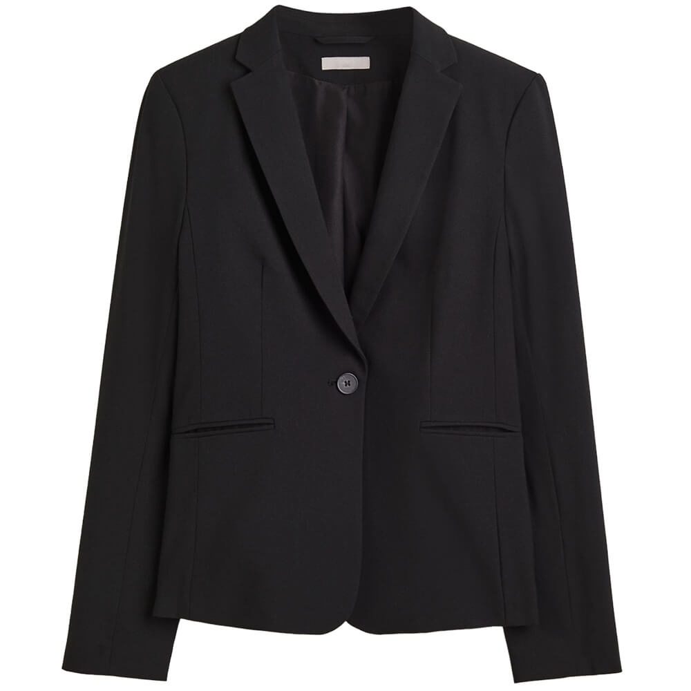 Пиджак H&M Fitted, черный блейзер приталенный zara баклажановый