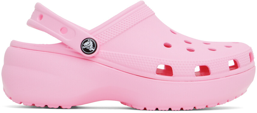 

Розовые классические сабо на платформе Crocs