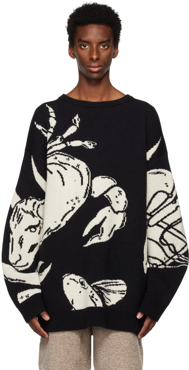 

Черный жаккардовый свитер Jil Sander