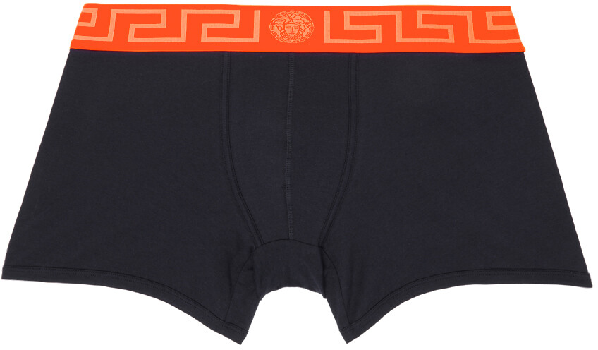 

Темно-синие трусы-боксеры с каймой Greca Versace Underwear