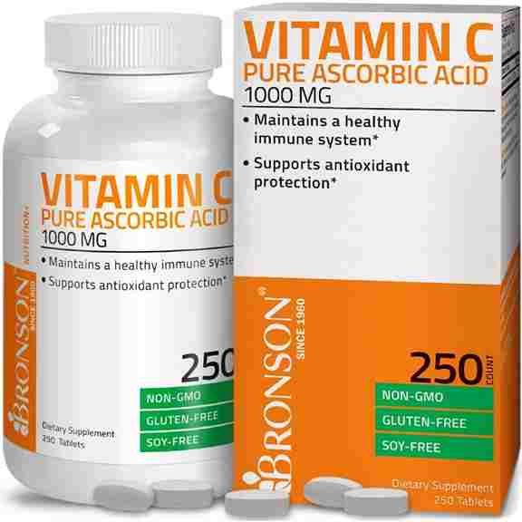 Витамин С Bronson Vitamin C 1000 мг Pure Ascorbic Acid, 250 таблеток