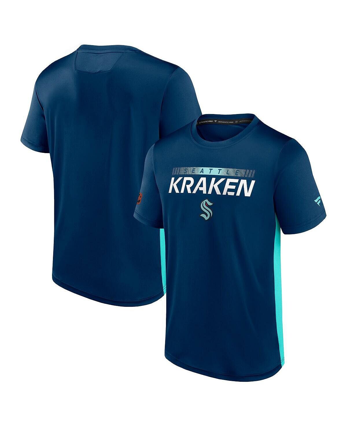 

Мужская фирменная темно-синяя футболка seattle kraken special edition 2.0 authentic pro tech Fanatics, темно-синий