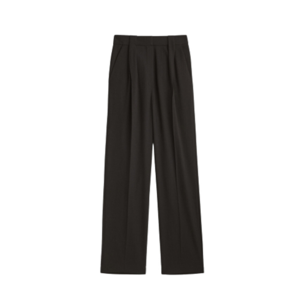 

Брюки прямого кроя с защипами Massimo Dutti Straight-leg Darts, черный