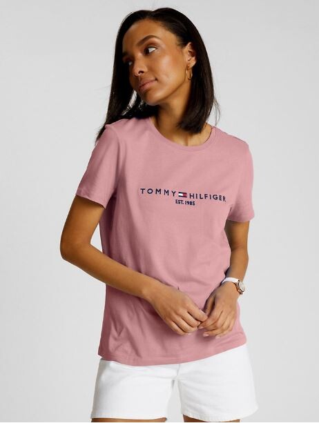 

Футболка с логотипом Tommy Hilfiger Tommy Logo, темно-розовый