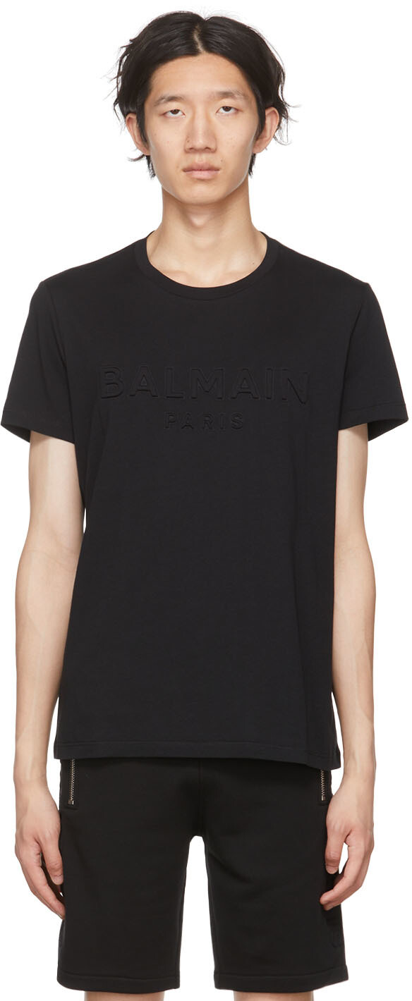 

Черная хлопковая футболка Balmain, Черный