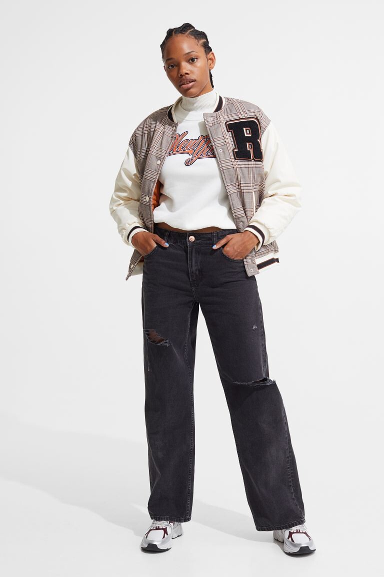 

Широкие джинсы с заниженной талией H&M, черный